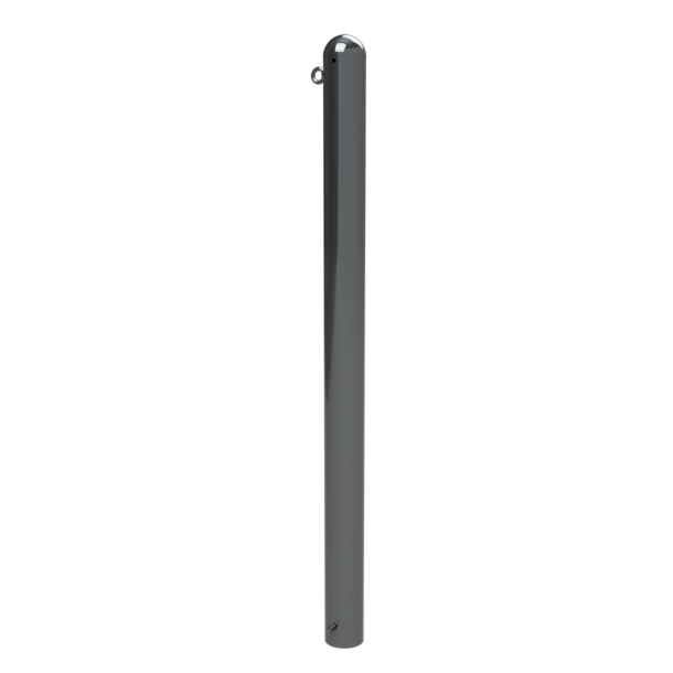 Dekorativ puller | st�lr�r � 89 mm | med halvkuglehoved | fastmonteret, til indst�bning i beton med jordanker, total l�ngde ca. 1300 mm | med 1 �je
